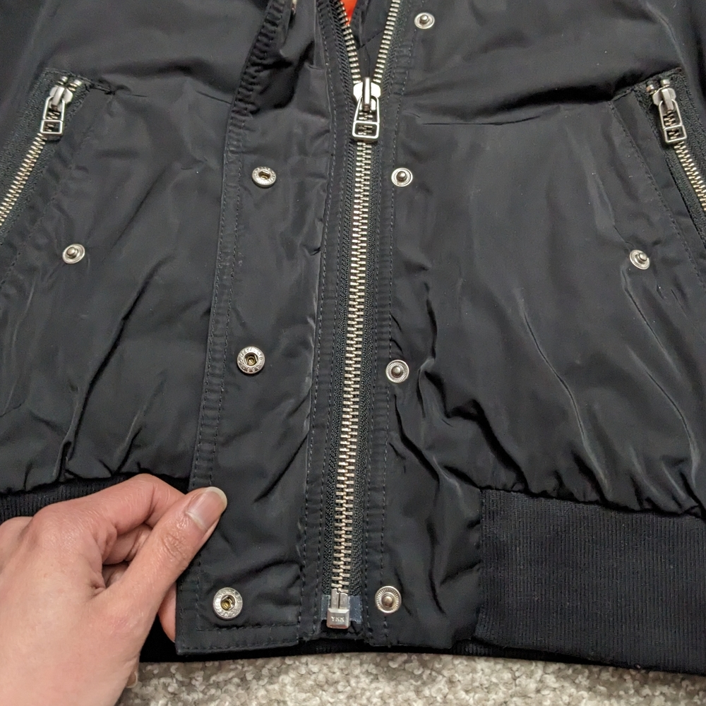 Wilfred Free quilted bomber winter jacket with fur lined hood black - Picture 5 of 16